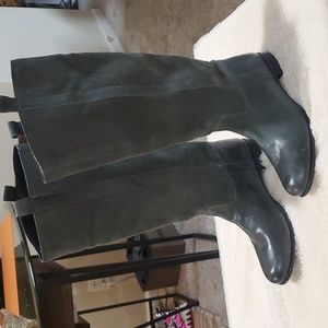 Womens gray leather riding boots